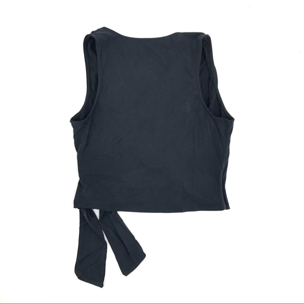Lush Black Sleeveless Plunging Tie Top - Picture 3 of 4